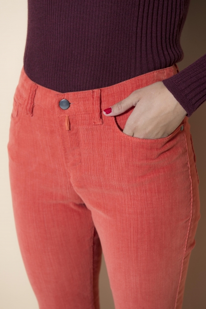 Pantalon 5 poches en velours élastomer