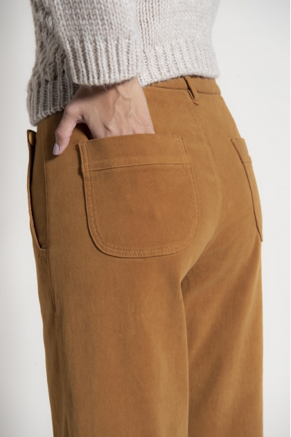 Pantalon à pont suédine 83% coton 17% élasthanne