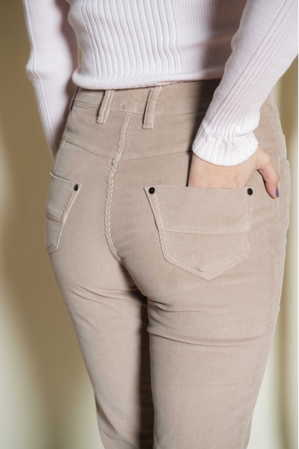 Pants 5 pockets velvet fine ribbed stretch 80% cotton 18% polyamide 2% elastane