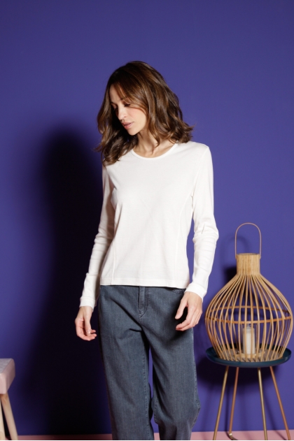 Long-sleeved t-shirt 85% cotton 15% cashmere