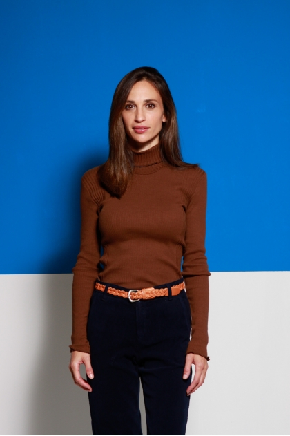 Ribbed knit turtleneck sweater 100% cotton
