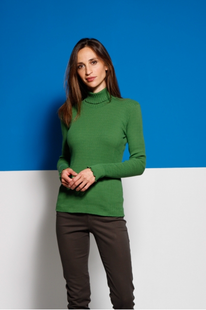 Ribbed knit turtleneck sweater 100% cotton