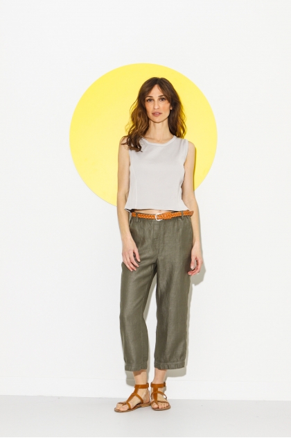 Cropped trousers 100% linen 