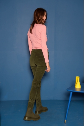 Tee-shirt manches longues en maille Richelieu côtelée 85 % viscose et 15 % soie