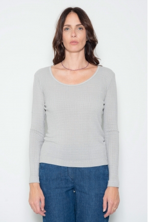 Tee-shirt manches longues en maille Richelieu 85% Viscose 15% Soie