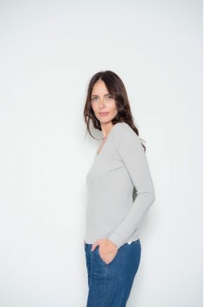 Tee-shirt manches longues en maille Richelieu 85% Viscose 15% Soie