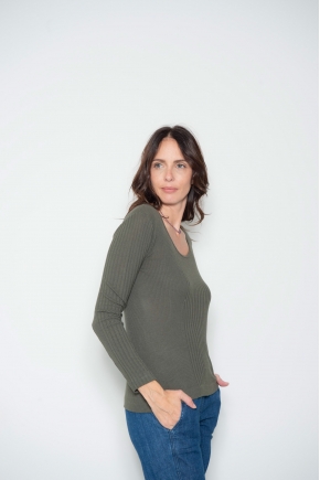 Tee-shirt manches longues en maille Richelieu 85% Viscose 15% Soie