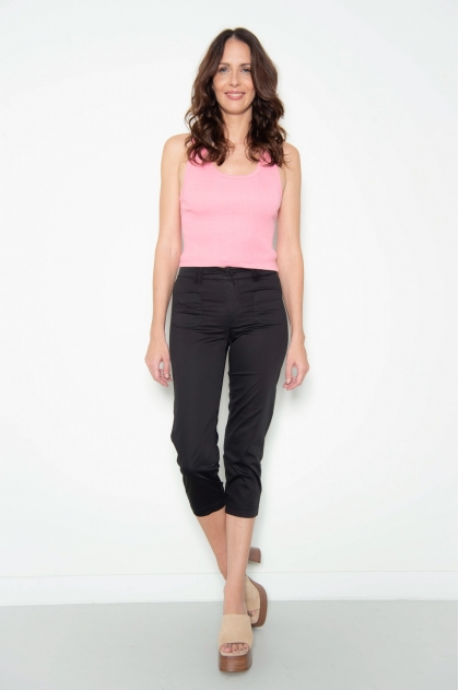 Cropped pants in extra fine Satin 97% Cotton 3% Elastane