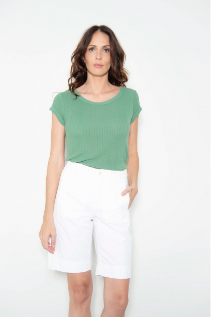Tee-shirt en maille richelieu 85 % viscose 15 % soie