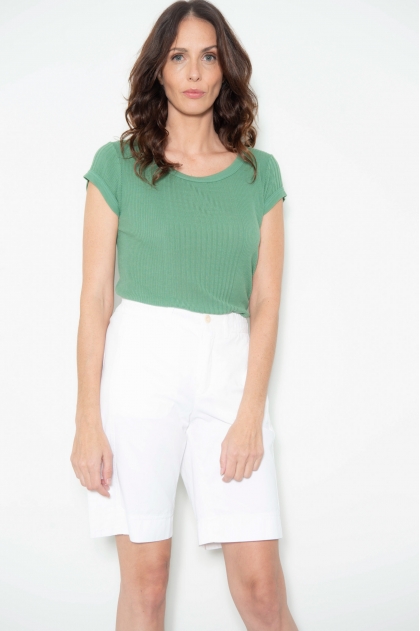 Tee-shirt en maille richelieu 85 % viscose 15 % soie