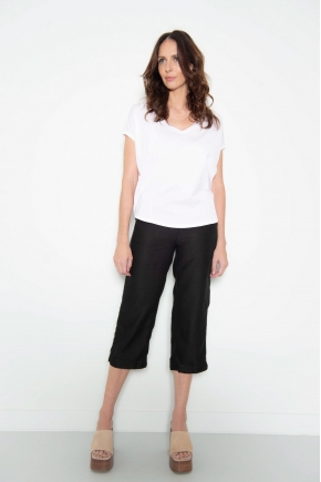 Pantalon court 100% lin