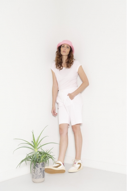 Tee-shirt en maille richelieu 85 % viscose 15 % soie
