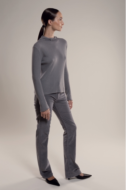 Long sleeve turtleneck t-shirt Richelieu knit 85% viscose 15% silk