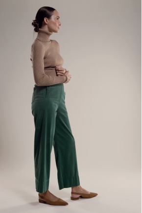 Wide elasticated fluid ribbed velvet pants 100% cotton