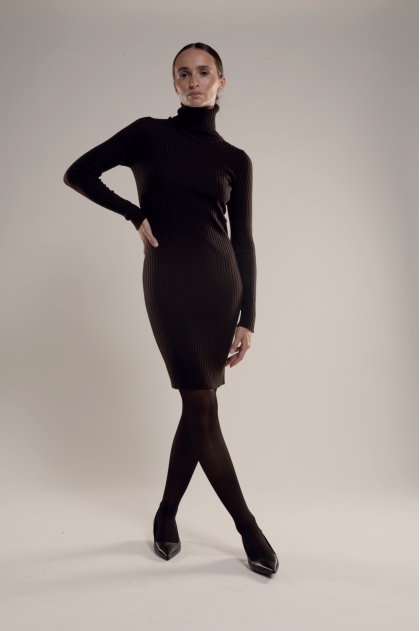 Turtleneck sock dress in extrafine merinos wool 100% pure virgin wool