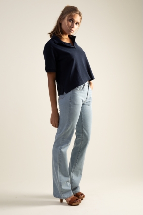 Pearl rib knit polo shirt 100% cotton 