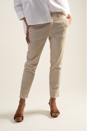 Stretch satin pants 66% cotton 31% polyamide 3% elastane