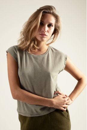 T-shirt fine striped jersey 52% polyester 48% cotton