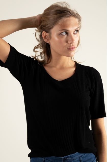 Tee-shirt en maille Richelieu 85 % viscose 15 % soie