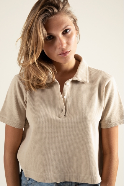 Polo maille côte perlée 100% coton