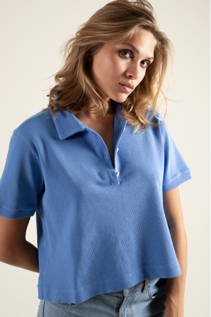 Polo maille côte perlée 100% coton