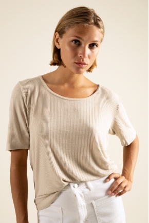 Tee-shirt en maille Richelieu 85 % viscose 15 % soie