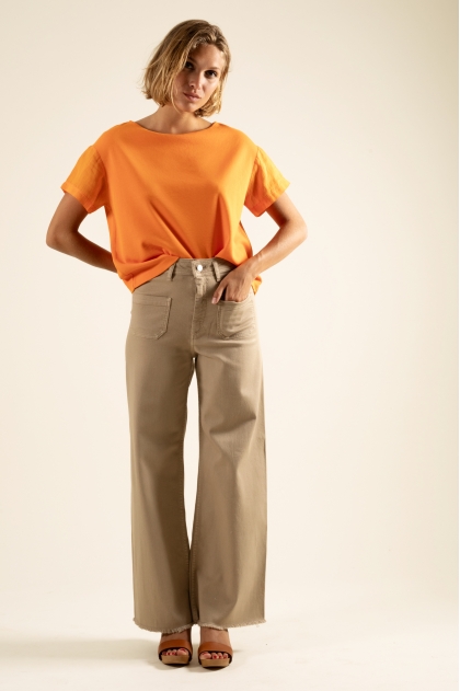 Fine rib knit t-shirt 100% cotton
