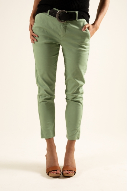Stretch satin pants 66% cotton 31% polyamide 3% elastane