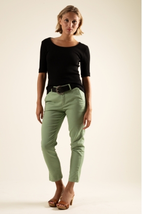 Pantalon satin stretch 66% coton 31% polyamide 3% élasthanne