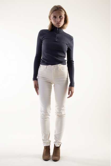 100% cotton zipped funnel neck T-shirt