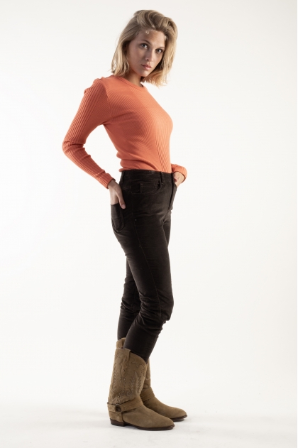 Pants 5 pockets velvet fine ribbed stretch 80% cotton 18% polyamide 2% elastane