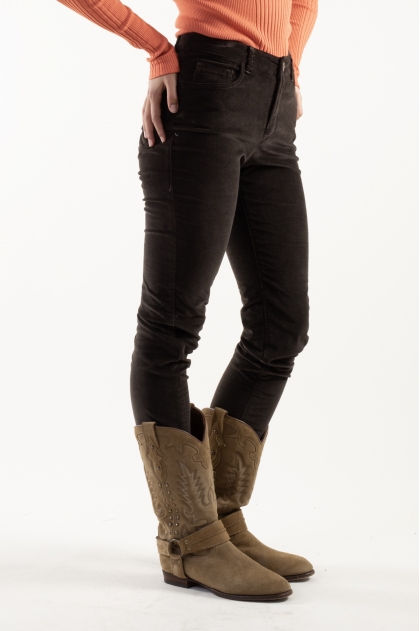 Pants 5 pockets velvet fine ribbed stretch 80% cotton 18% polyamide 2% elastane