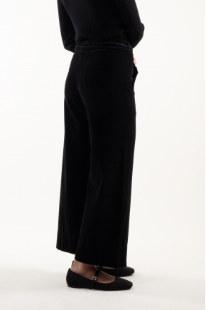 Wide elasticated fluid ribbed velvet pants 100% cotton
