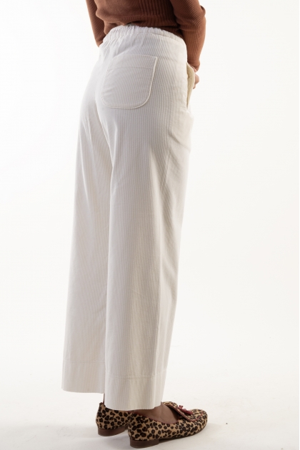 Wide elasticated fluid ribbed velvet pants 100% cotton