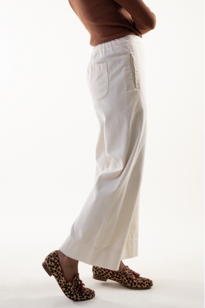 Wide elasticated fluid ribbed velvet pants 100% cotton