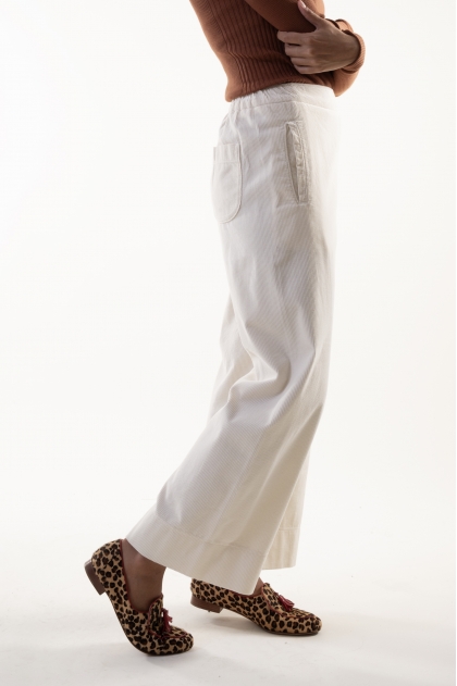 Wide elasticated fluid ribbed velvet pants 100% cotton