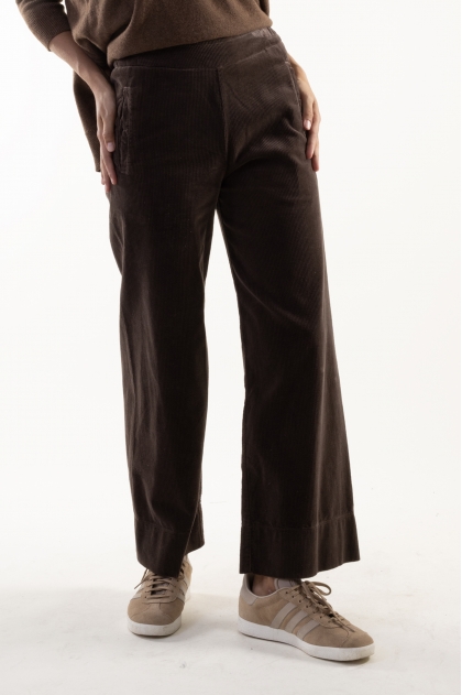 Wide elasticated fluid ribbed velvet pants 100% cotton