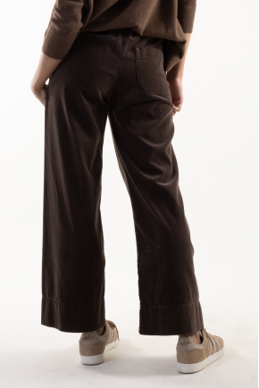 Wide elasticated fluid ribbed velvet pants 100% cotton