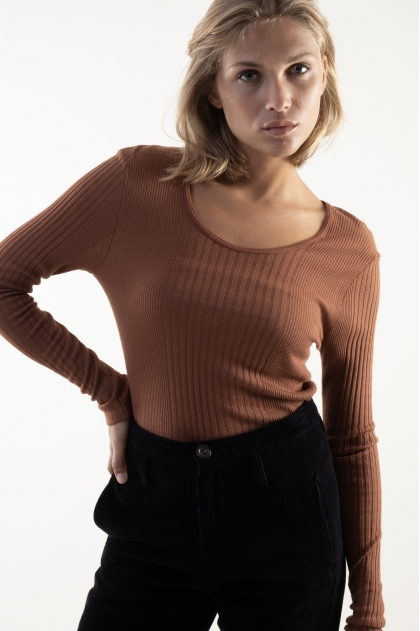 Tee-shirt manches longues en maille Richelieu 85% Viscose 15% Soie