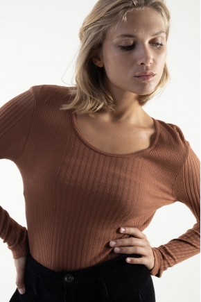 Tee-shirt manches longues en maille Richelieu 85% Viscose 15% Soie