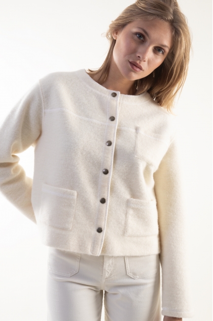 Veste laine bouillie 64 % Laine 36% Coton