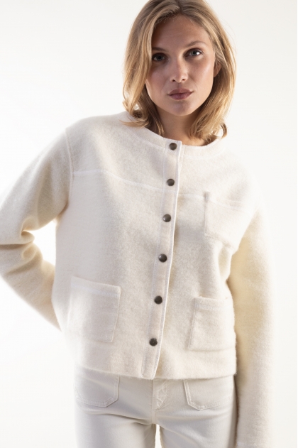 Veste laine bouillie 64 % Laine 36% Coton