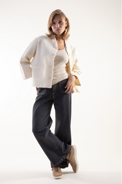 Veste laine bouillie 64% Laine 36% Coton