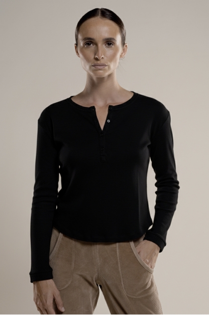 Tee shirt à boutons maille côte 100% coton