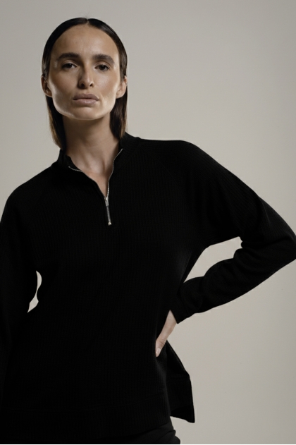 Sweat col montant zippé 100% coton