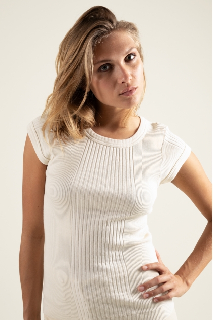 Tee-shirt en maille  richelieu 100% coton