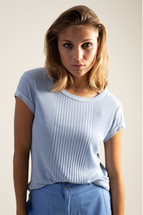 Tee-shirt en maille richelieu 85 % viscose 15 % soie