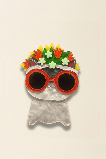 Broche forme chat en nacre- Sugar