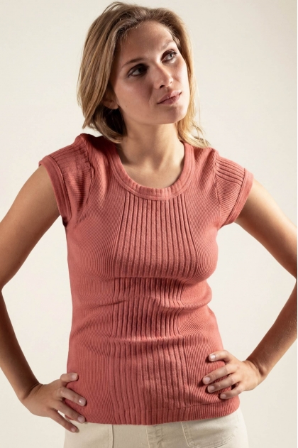 Tee-shirt en maille  richelieu 100% coton