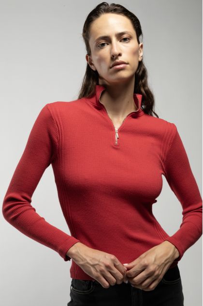 Tee shirt manches longues en maille Richelieu côtelée 100% coton